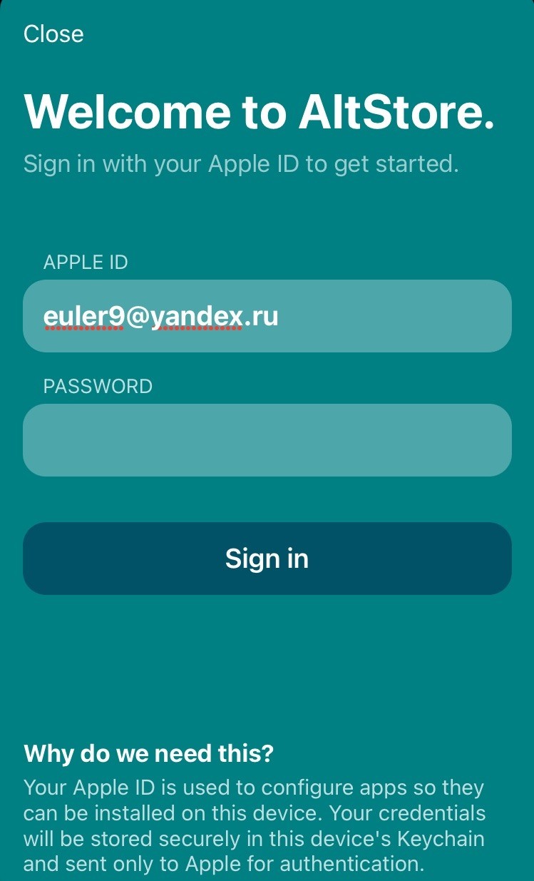 Снова понадобится действующий AppleID с паролем (своим или созданным на предыдущем шаге).